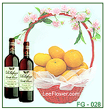 ( FG028 ) Mandarin Oranges with 2 Bottles  of  Wine 