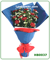 ( HB0037 )   12 Stalks of Red Carnation. Special Wrapping for Hand Tied Bouquet