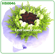 ( HB0046  ) Red and White Roses Hand Bouquet