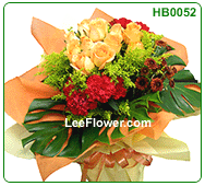( HB0052  V )  10 Stalks of Roses and 10 Stalks of Carnation For Hand Bouquet. 