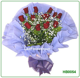 ( HB0054 )  12 Stalks of Red Roses - Hand Bouquet