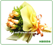 Click to BUY... ( HB0056 ) ~  10  Stalks of Orange Yellow Roses for Hand Bouquet. Flower Delivery Service to West Malaysia.
