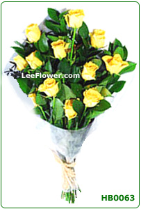 (  HB0063 )  12 Stalks of Yellow Roses for Hand Bouquet