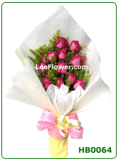 Click to BUY... ( HB0064 )   - 12 Stalks of Cherry Pink Roses For Hand Bouquet - Flower Delivery Service to Kuala Lumpur, Petaling Jaya, Subang Jaya, Penang, Ipoh, Johore, Melaka, Seremban, Selangor West Malaysia.