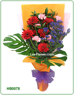 ( HB0078 )   Mixed Flowers with Gerberas, Carnation for Hand Bouquet.