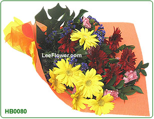 ( HB0080 )   Mixed Flowers with Gerberas, Carnation for Hand Bouquet.
