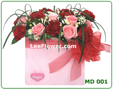( MD 001 )  Red Carnation and Pink Roses Arrange in Classic Style.