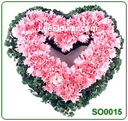 ( SO0015 ) Queen of Heart. Pink Carnation arrange in a Heart shape with greenery.