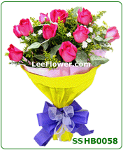 Click to BUY    ( SS HB0058 ) ~ Hand Bouquet with 12 Stalks of Pink Roses.  Flower Delivery Service to Sabah and Sarawak.