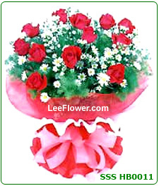 ( SSS HB0011 )   12 Stalks of Red Roses for Hand Bouquet. For delivery to Singapore.