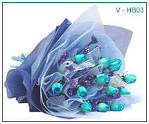 V - HB03 (  12 Stalks of Blue Roses  for Hand Bouquet ) 