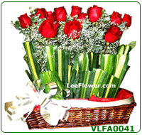 Click to BUY    ( VLFA0041 )  ~  24 Stalks of Red Roses Arrangement in a Basket. Season in the Sun. ..... Flower Delivery Service to Sabah and Sarawak.