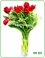 VS 03  ( 10 Stalks of TULIPS  in a Glass Vase )